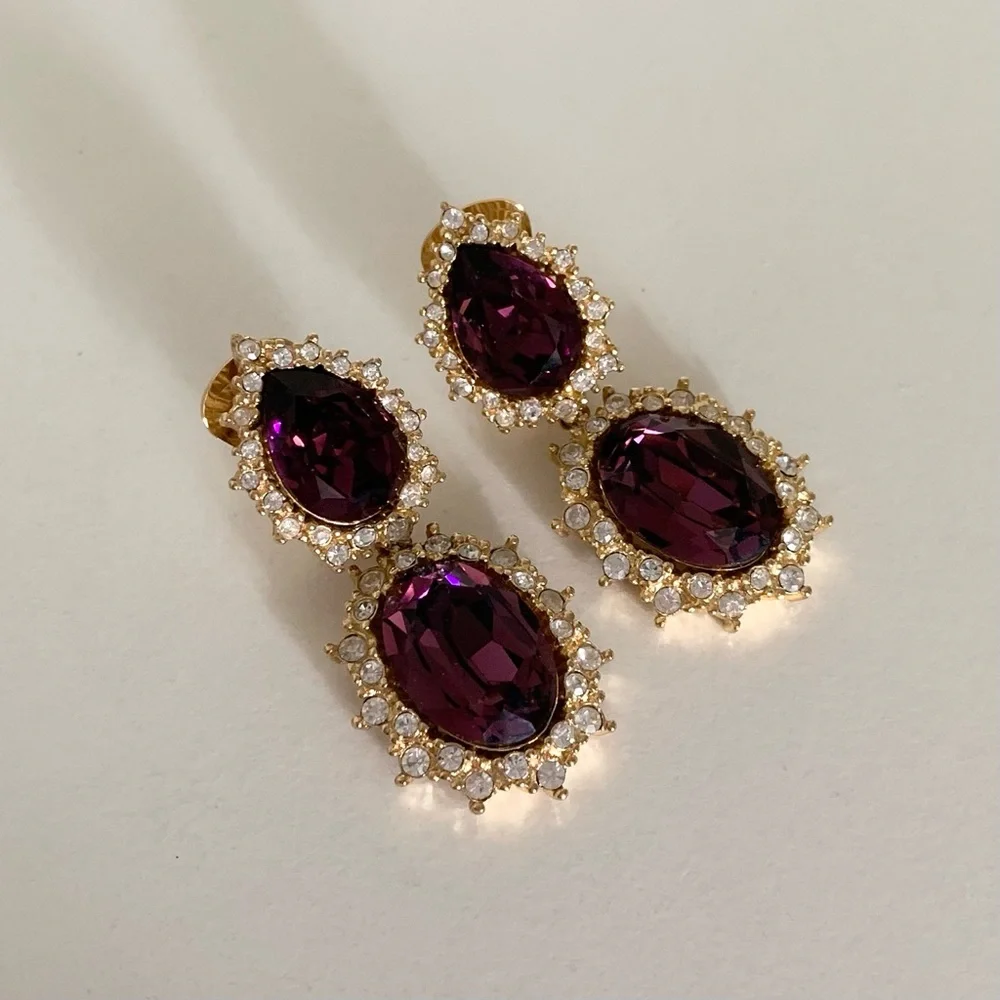 Vintage Christian Dior large crystal earrings - Picture 3 of 15
